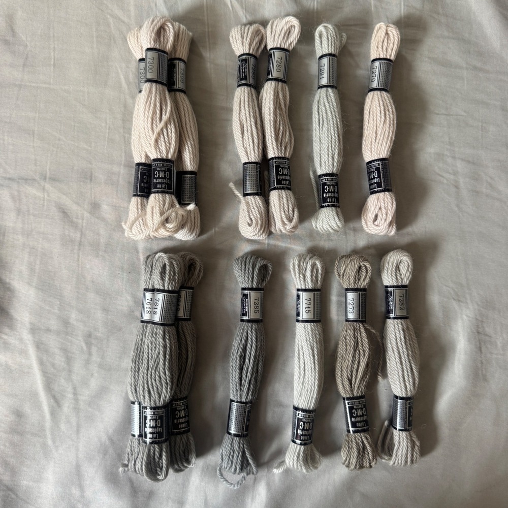 DMC Laine Tapisserie Tapestry Wool 14 Skein Lot Neutral Cream Gray Beige France